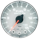 GAUGE, FUEL PRESS, 2 1/16", 15PSI, STEPPER MOTOR W/PEAK & WARN, SLVR/CHRM, SPEK — Red (P315218)