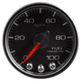 GAUGE, FUEL PRESS, 2 1/16", 100PSI, STEPPER MOTOR W/PEAK & WARN, BLK/BLK, SPEK — Red (P31432)