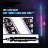 NEW - 3-Foot Long ColorSMART Chasing RGB Multi-Color Whip with over 150+ Patterns - Bluetooth Controlled and American Fl