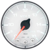 GAUGE, VOLTMETER, 2 1/16", 16V, STEPPER MOTOR W/PEAK & WARN, WHT/BLK, SPEK-PRO — Red (P344128)