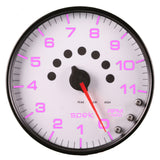 GAUGE, TACHOMETER, 5", 11K RPM, W/SHIFT LIGHT & PEAK MEM, WHITE/BLACK, SPEK-PRO — Red (P23912)