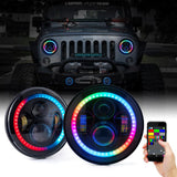 Chasing Version - Jeep Wrangler 7in Headlight and 4in Foglight ColorSMART Combo Complete RGB Multi-Color kit - Smartphon