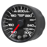 GAUGE, TRANS TEMP, 2 1/16", 300?F, STEPPER MOTOR W/PEAK & WRN, BLK/BLK, SPEK-PRO — Red (P342328)
