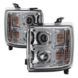 SPYDER CHROME PROJECTOR HEADLIGHTS WITH LIGHT BAR DRL ; 15-19 SILVERADO HD