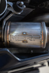 MBRP 3in Cat-Back, Quad Split Rear Exit, Active, T304 with CF Tips.