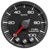 2-1/16" FUEL PRESSURE, 0-100 PSI, SPEK-PRO, BLACK/BLACK, ECU (P514328)