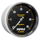 5" IN-DASH TACHOMETER, 0-6,000 RPM, MARINE CARBON FIBER
