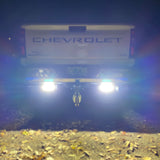 2020-Current Chevy GMC 2500 3500 Hitch Bar Reverse 7in LED Flood Lighting Heavy Duty Bolt-On Blacked Out Kit with Heated