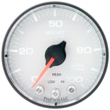 GAUGE, BOOST, 2 1/16", 100PSI, STEPPER MOTOR W/PEAK & WARN, WHT/BLK, SPEK-PRO — Red (P305128)