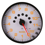 GAUGE, TACHOMETER, 5", 11K RPM, W/SHIFT LIGHT & PEAK MEM, WHITE/BLACK, SPEK-PRO — Red (P23912)
