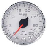 GAUGE, BOOST, 2 1/16", 35PSI, STEPPER MOTOR W/PEAK & WARN, WHT/CHROME, SPEK-PRO — Red (P303118)