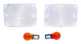 Clear Parking Lamp Set (2) w/ 2 Amber Bulbs for 87-93 Jeep YJ Wrangler