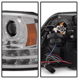 SPYDER CHROME PROJECTOR HEADLIGHTS WITH LIGHT BAR DRL; 13-18 RAM