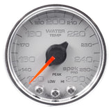 GAUGE, WATER TEMP, 2 1/16", 300?F, STEPPER MOTOR W/PEAK & WARN, SLVR/CHRM, SPEK — Red (P34621)