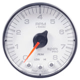 GAUGE, TACH, 2 1/16", 8K RPM, W/ SHIFT LIGHT & PEAK MEM, WHT/BLK, SPEK-PRO — Red (P334128)