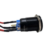 19mm 2-Position 12V On/Off Pre-Wired Switch with WHITE LED and Black Flush Mount Finish Race Sport Lighting