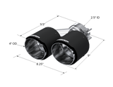 2.5" Inlet. 4.0" OD Dual Out. Carbon Fiber Exhaust Tip.