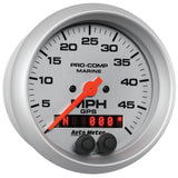 GAUGE, SPEEDOMETER, 3 3/8", 50MPH, GPS, MARINE SILVER