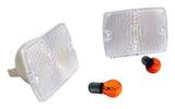 Clear Parking Lamp Set (2) w/ 2 Amber Bulbs for 87-93 Jeep YJ Wrangler
