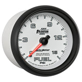 2-5/8" FUEL PRESSURE, 0-15 PSI, PHANTOM II — White