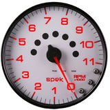 GAUGE, TACHOMETER, 5", 11K RPM, W/SHIFT LIGHT & PEAK MEM, WHITE/BLACK, SPEK-PRO — Red (P23912)