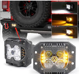 40-Watt LED Auxiliary Flush Mount Light with Amber Side Strobe - Profession Grade with Clear Lens - Sold in Pairs - Race