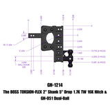 BOSS TORSION FLEX BALL MOUNT ; 5" DROP / 2" SHANK WITH GH-051 VERSA-BALL