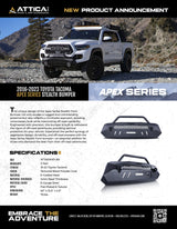 Attica 4x4 2016-2023 Toyota Tacoma Apex Series Stealth Center Mount Front Bumper (ATTTA01A101BX) — view 10