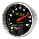 TACHOMETER, 5", 0-10,000 RPM, IN-DASH W/PEAK MEMORY, PRO-COMP