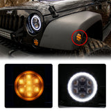 Side Fender Amber LED Light Kit with White HALO fits 06-17 JEEP Wrangler JK Race Sport Lighting