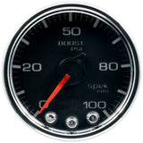 GAUGE, BOOST, 2 1/16", 100PSI, STEPPER MOTOR W/PEAK & WARN, BLK/CHRM, SPEK-PRO