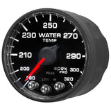 2-1/16" WATER TEMPERATURE, 180-320 F, SPEK-PRO, BLACK/BLACK, ECU