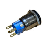 New - Momentary Style 19mm Switch (BLUE LED) - Chrome Finish Flush Mount 12V - Not Pre-wired