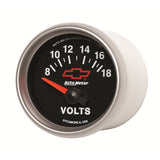 GAUGE, VOLTMETER, 2 1/16", 18V, ELECTRIC, CHEVY RED BOWTIE, BLACK