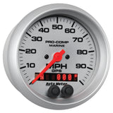 GAUGE, SPEEDOMETER, 3 3/8", 100MPH, GPS, MARINE SILVER