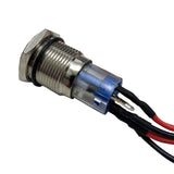 16mm LED 2-Position On/Off Switch (Yellow) - Chrome Finish