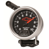 GAGE, TACH, 3 3/4", 10K RPM, PED W/ EXT. QUICK-LITE, CHEVY RED BOWTIE, BLACK