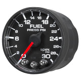 GAUGE, FUEL PRESS, 2 1/16", 30PSI, STEPPER MOTOR W/PEAK & WARN, BLK/BLK, SPEK — Red (P316328)