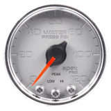 GAUGE, WATER PRESS, 2 1/16", 120PSI, STEPPER MOTOR W/PEAK & WRN, SLVR/CHRM, SPEK
