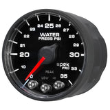 2-1/16" WATER PRESSURE, 0-35 PSI, SPEK-PRO, BLACK/BLACK, ECU