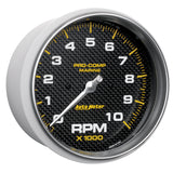 5" IN-DASH TACHOMETER, 0-10,000 RPM, MARINE CARBON FIBER