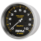 5" IN-DASH TACHOMETER, 0-10,000 RPM, MARINE CARBON FIBER