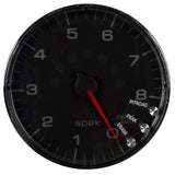 GAUGE, TACHOMETER, 5", 8K RPM, W/SHIFT LIGHT & PEAK MEM, BLACK/CHROME, SPEK-PRO — Red (P238318)