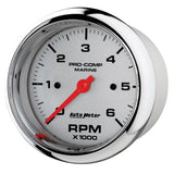 3-3/8" IN-DASH TACHOMETER, 0-6,000 RPM, MARINE CHROME ULTRA-LITE
