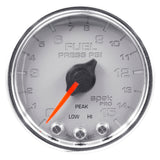 GAUGE, FUEL PRESS, 2 1/16", 15PSI, STEPPER MOTOR W/PEAK & WARN, SLVR/CHRM, SPEK — Red (P31521)