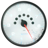 GAUGE, TACHOMETER, 5", 8K RPM, W/SHIFT LIGHT & PEAK MEM, WHITE/BLACK, SPEK-PRO — Red (P23812)