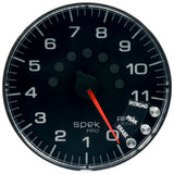 GAUGE, TACHOMETER, 5", 11K RPM, W/SHIFT LIGHT & PEAK MEM, BLACK/CHROME, SPEK-PRO — Red (P239318)