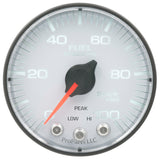 GAUGE, FUEL PRESS, 2 1/16", 100PSI, STEPPER MOTOR W/PEAK & WARN, WHT/BLK, SPEK — Red (P314128)