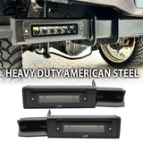 2011-2016 Ford F250-F450 Super Duty Hitch Bar Reverse 7in LED Flood Lighting Heavy Duty Bolt-On Blacked Out Kit with Hea