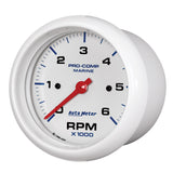 3-3/8" IN-DASH TACHOMETER, 0-6,000 RPM, MARINE WHITE
